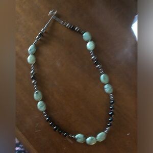 Kiwi Jasper, Hematite & Onyx Necklace- 741 $20 or $15 w/offer